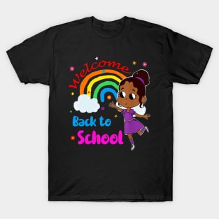 Little Melanin Princess Welcome Back To School Rainbow Girl T-Shirt